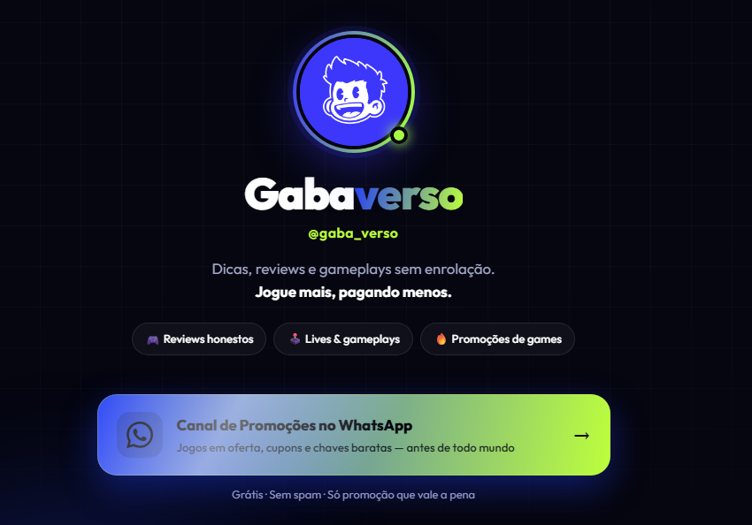 Captura de tela do site Gabaverso